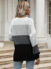 Damestruien Jim Nora Women Crew Neck Color Block Sweater Sweater mode Casual pullover jumper tops vrouwelijke trendy