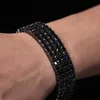 Smycken 4 rader med svart pläterad sier mens tennisarmband moissanite