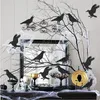 Objets décoratifs Figurines Paillettes Noir Décorations de fête d'Halloween pour Gothique Halloween Arbre Décorations Suspendues Corbeau Cage À Oiseaux Bannière Guirlande 230818