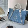 Strandtasche in Originalgröße, Einkaufstasche für Damen, berühmte Designer-Tasche, Umhängetaschen, Handtasche, cool, praktisch, großes Fassungsvermögen, lässige quadratische Umhängetasche aus Perlen-Canvas