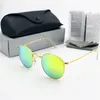 Rétro 50mm Mode Verre Protection Or Femmes Rondes UV400 Lunettes De Soleil Hommes Cadre Bleu Flash Haute Nouvelle Lentille 1pcs Qualité Noir Cas dtbdzb