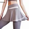 Tennis Skirts Aiithuug Cross Waistband Skirted Leggings Yoga Golf Skorts Dress Skort Drape Soft Active Sports 230818