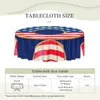 Table Cloth Round American Patriotic Donut With Flag Of USA Tablecloth Waterproof Oil-Proof Cover 60 Inch Doughnut