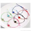 Charm Bracelets Handmade Druzy Resin Stone Bracelet Make A Wish Card Wax Rope Braided Bangles With Rice Bead For Women Girls Jewelry Otyhk