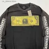 Sweats à capuche pour hommes Sweatshirts Vintage LS Graffiti Dollar Saint Michael Washed T Shirt Hommes Femmes Trou T-shirt Tops Tee T230819