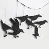 Decoratieve objecten Figurines Glitter Black Halloween Party Decorations for Gothic Halloween Tree Hangende Decoraties Raven Bird Cage Banner Garland 230818