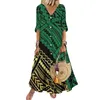 Casual Dresses 2023 Custom Polynesian Samoa Tribal Print Women Button Maxi V Neck Match Mens Shirt