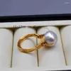 Cluster Rings Vintage Women's Natural Large Grain Baroque Pearl Gold Handmade personlighet smyckengagemang