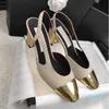 dress shoes thick heel leather bottom gold head women's shoes Luxury Designer Sandals high-quality Fashion women shoe