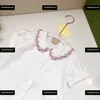 Kids Clothing Baby Flower collar Shirt Blouses Summer Fashion Products Embroidered flowers at the neckline shirt Size 100-160 CM Mar28