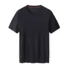 Men's T Shirts Summer T-shirt High Quality Mulberry Silk Short Sleeve Knitted Top Korean Style Solid Color Simple Round Neck