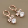Ensemble de boucles d'oreilles de collier Ensembles d'ensembles pour femmes luxe 585 Rose Color Natural Cumbic Zircon Bridal Wedding Elegant