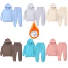 Clothing Sets 2-12 Years Old Winter Rabbit Kids Boys Girls Sets Fleece Children Warm Tracksuit Clothing Toddler Hooded Sportsuit Solid Outfits 230818