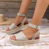 Gladiator S Retro Women Sandals Lopard Round Stopa Otwarta platforma Buty Non Slip Wedge Outdoor Walking Roman Mujer Shoe Lip