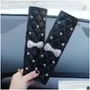 Emniyet Kemerleri Aksesuarlar 2pcs Moda Rhinestone Deri Araba Sefety Emniyet Kemeri Er Kristal Taç Dikiş Ped Stil İç Drop de DHVH1