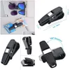 Other Interior Accessories 2Pcs Car Sun Visor Sunglasses Holder Clip Black Ticket Card Clamp Fastener Cip Glasses Cases Portable Dro Dhufw