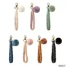 Keychains Creative Woven Handmade Key Chain Jewelry Pastoral Style Personality Hair Ball Wrist Strap Bag Pendant