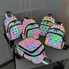 designer bag Backpack Style Women's Luminous Brand Holographic Reflection Geometry Travel Bag Folding Girls' School Shiny Backpackbackpackstylishhandbagsstore