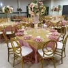Sedie di nozze di lusso oro per reception di nozze sedia per banchetti hotel hotel impilamento oro sedie di phoenix in vendita