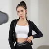 Lu Women's Yoga Jacket New Sport Running Zipper Zips Fitness Yogas Shirt