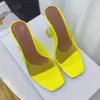 Pantoufles Amina Muaddi Glissières transparentes en TPU Chaussures pour femmes de créateurs célèbres Sandales à talons hauts de 9,5 cm 35-42 Pantoufles en cuir véritable de qualité supérieure Chaussures d'usine