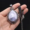 Pendanthalsband Vintage Natural Stone Rose Quartz Crystal Shell Oval Lace Exquisite Charm Necklace Leather Rope Chain