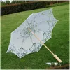 Guarda -chuvas guarda -algodão bordado de algodão Bridal Branco Ivory Battenburg Lace Parasol Decorativo para entrega Droga Home Garden House Housed Dhwrt