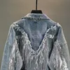 Womens Jackets Jean Jacket Woman Fringed Sequined Denim Spring Retro BF Loose Short Jeans Top Chaqueta Chaquetas 230818