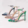 Aquazzura Crystal Decoration Stiletto Heels Clear PVC Open Toe Cross 여성 가죽 아웃솔 저녁 연회 파티 신발 디자이너 샌들