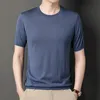Chandails pour hommes de haute qualité hommes hauts en tricot de soie été ONeck glace t-shirts hommes à manches courtes tricot mince vêtements t-shirts 230818