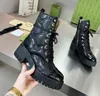 Designer Martin Boots Winter Fashion Black enkel Biker platform Flats gevecht laarzen lage hiel veter bootjes lederen ketting logo buckle dames luxe laarzen