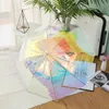 Umbrellas Laser Semi-Auto Transparent Umbrella Fashion Colorful Long Handle