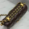 Designer Womens Mini Shoulder Bag Classic Brown Leather Diamond Gold Hardware Metal C Button Luxury Tote Matelasse Crossbody Påsar Underarm Purse Sacoche 14x9x3cm