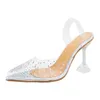 Sandals Crystal High Heel Women's Sandas Summer Modern Transparent Pointed s Stiletto Shoes Sexy Party shoe With Skirt 230818