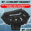 Motocykl Intercom BT-12 12S Helmet Wireless Bluetooth 5.0 Hands Hands Słuchawka stereo muzyka antyinterferencyjna wodoodporność DHHCR