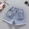 Shorts 2023 été filles Denim adolescente décontracté mode enfants enfants fleurs broderie Jean court pour U64