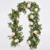 200cm wedding decorations Artificial Plant Flowers Eucalyptus Garland With White Roses Greenery Leaves Backdrop Party Wall TableZZ