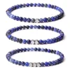 Strand 3pcs/set Handmade 4mm Natural Stone Beads Bracelet Men Fashion Lava Rock Beaded Charm For Women Homme Friend Gifts