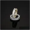 Band Rings Jewelry Hip Hop Rock Bling Iced Out 1 Row Square Cubic Zirconia Ring Tennis Chain Women Men Cz Zircon Drop Delivery 2021 Dh6Vj