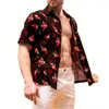 Camisas casuais masculinas Chili Tropical Print Hawaiian Shirt for Men | Manga curta Summer Aloha Beach