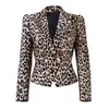 B1017 Leopardenmusterjacke für Frauen High-End French Light Luxury Göttin im Stil Schlanker kurzer Blazer Top