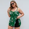 Dames badmode 2023 Europa en de Verenigde Staten plus size gesplitste zwempakrok Boyshort digitale printen vrouwen