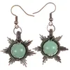 Dangle Earrings Crystal Bead For Women Wire Wrapped Sun Shape Round Stone Beads Drop Ladies