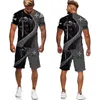 Survêtements pour hommes chevalier templier impression 3d T-shirt ensemble Cool à manches courtes Style rétro Streetwear deux pièces été survêtement tenue