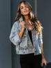 سترات Womens Summer Fashion Wash Button Leopard Print Jals Jacket 230818