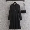 Casual Dresses 2023 Women's Dress Autumn Winter Korean Style All-Matched A-Line Mid-Length Solid Color Drawstring Hooded