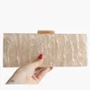 Skewers Pearl Champagne Nude Sand Acrylic Box Clutches Women Day Clutches Mirror Inside Wallet Flap Evening Beach Party Acrylic Bags