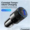 Other Auto Electronics Qc3.0 Usb-C Car Charger Pd 3.1A Type C 15W Fast Charging Cigarette Lighter Adapter Socket For Mobile Phone Cu Dholb