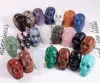 Party Decoratie 1 inch Crystal Quarze Skull Sculpture Hand gesneden edelsteen standbeeld Figurine Collectible Healing Reiki Halloween FY7960