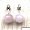 Stift Ohrringe Schmuck 10mm Naturstein Kristall Tiger Augen Rose Quarz Türkis Amethyst Opal Perlen Ohrring für Frauen Drop Lieferung Dhbjw